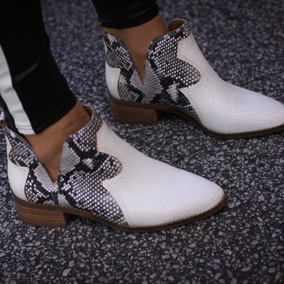 Lucky Brand Shoes - Lucky Leymon White Snake Leather Western Bootie